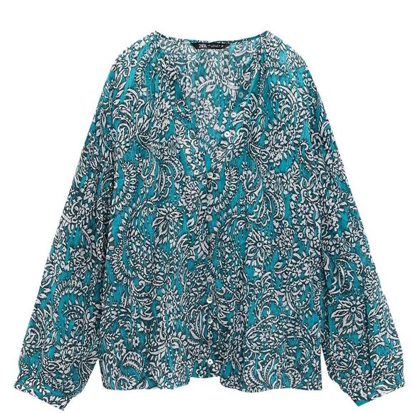 ZARA BOHO PRINTED BLOUSE - Picture 2 of 4